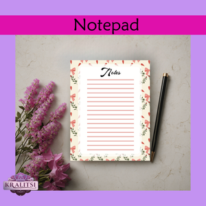 Bow & Bloom - Hand made Coquette Bow Notes Notepad | Pretty Pink Stationery for Daily Writing & Lists