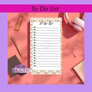 Bow & Bloom - Hand made Coquette Bow To-Do List Notepad | Aesthetic Daily Task Planner Pad | Pretty Pink Stationery Gift