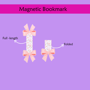 Bow & Bloom - Hand made -Coquette Bow Magnetic Bookmark | Aesthetic Pink Stationery Accessory | Feminine Desk & Reading Gift