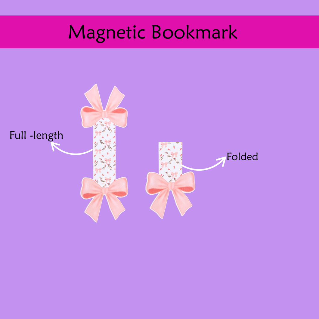 Bow & Bloom - Hand made -Coquette Bow Magnetic Bookmark | Aesthetic Pink Stationery Accessory | Feminine Desk & Reading Gift