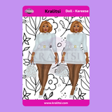 Kareese  Fashion Doll Sticker Sheet | Stylish Grey Dress Doll Stickers | Planner Stickers, Journaling Stickers, Cute Fashion Girl Art