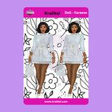 Kareese  Fashion Doll Sticker Sheet | Stylish Grey Dress Doll Stickers | Planner Stickers, Journaling Stickers, Cute Fashion Girl Art