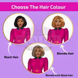 Kareese  Fashion Doll Sticker Sheet | Stylish Pink Dress Doll Stickers | Planner Stickers, Journaling Stickers, Cute Fashion Girl Art