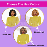 Kareese  Fashion Doll Sticker Sheet | Stylish Yellow Dress Doll Stickers | Planner Stickers, Journaling Stickers, Cute Fashion Girl Art