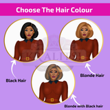 Kareese  Fashion Doll Sticker Sheet | Stylish Burnt Orange  Dress Doll Stickers | Planner Stickers, Journaling Stickers, Cute Fashion Girl Art