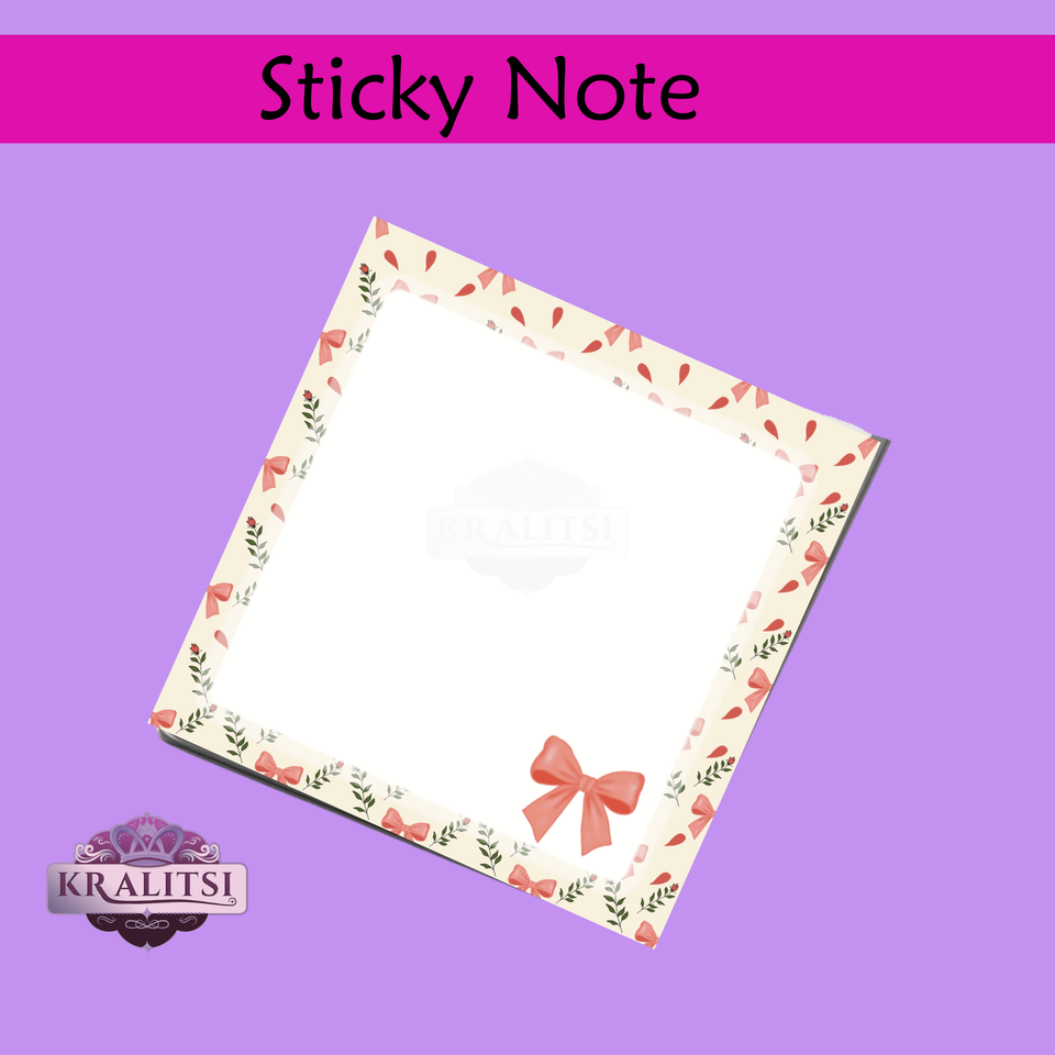 Bow & Bloom- Hand-made Coquette Bow Sticky Notes | Aesthetic Pink Desk Accessories | Feminine Stationery Gift