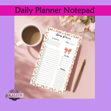 Bow & Bloom - Hand made Coquette Bow Daily Planner Notepad | Pink Aesthetic To-Do List Pad