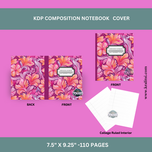 Dark Pink & Orange Floral Composition Notebook Cover CNB12