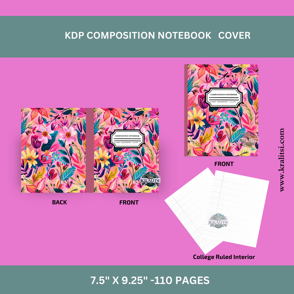 Pink Botanical Floral Composition Notebook- CNB06