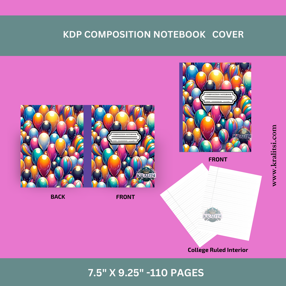 Glossy Glass Balloons Composition Notebook CNB10