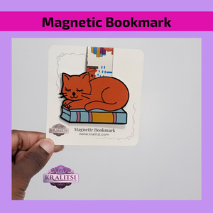 Sleeping Cat Magnetic Bookmark | Cute Cat Page Marker for Books & Journals | Book Lover Gift | Cozy Reading Accessory | Kralitsi Bookmark