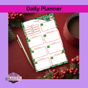 Christmas Weekly Planner Notepad | Festive Holiday Organizer | Christmas Stationery Gift for Planning & Scheduling