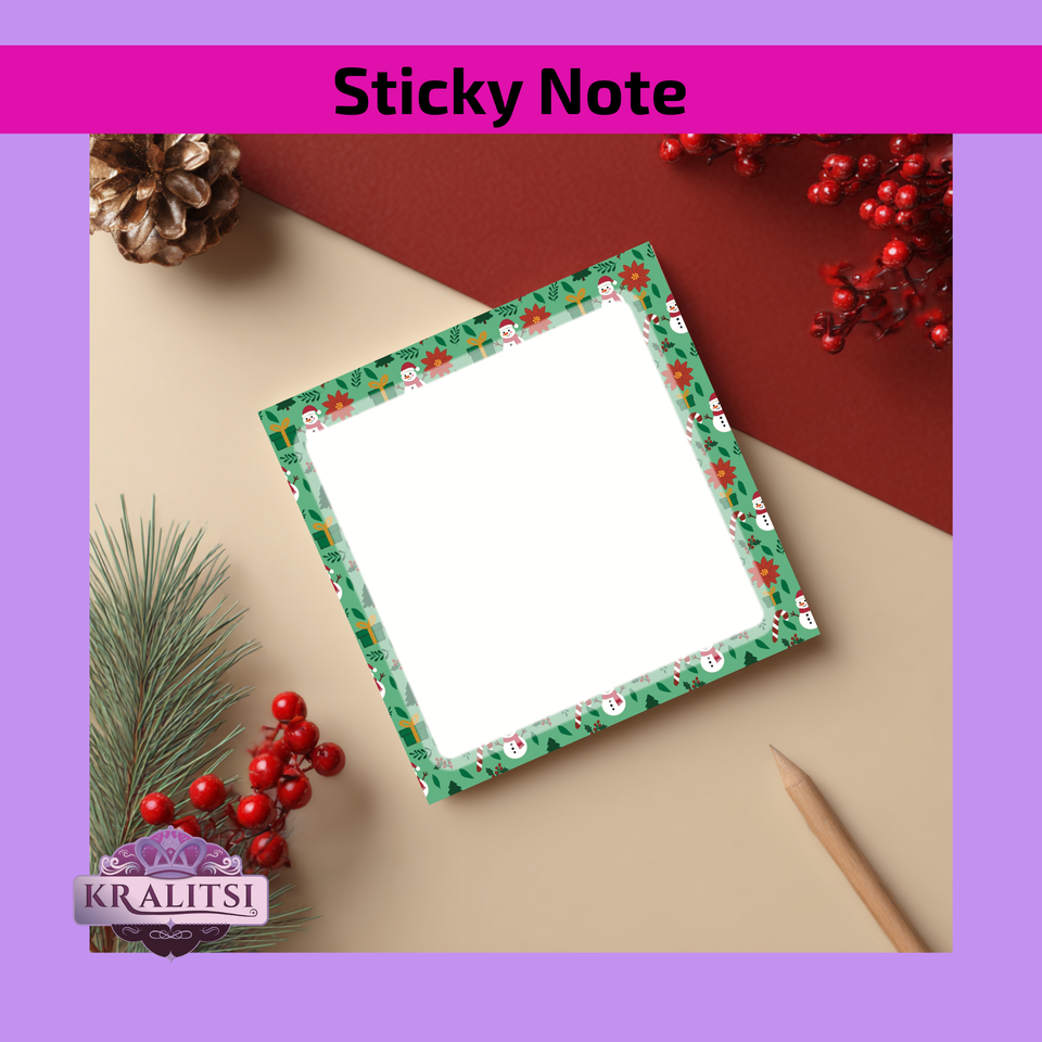 Christmas Sticky Notes | 40-Page Festive Memo Pad | Holiday Stationery Gift
