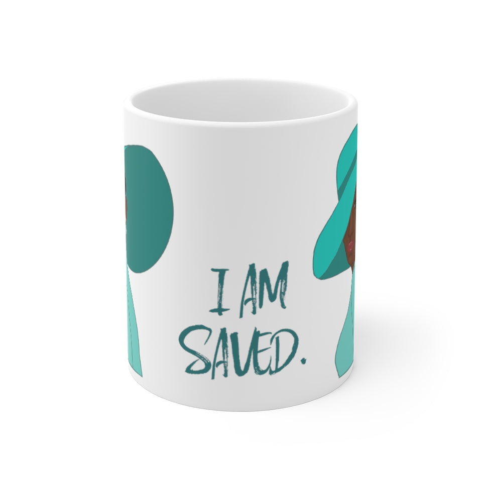 I Am Saved Aqua Hat Ceramic White 11oz Mug