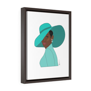 Aqua hat Vertical Framed Premium Gallery Wrap Canvas