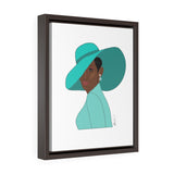 Aqua hat Vertical Framed Premium Gallery Wrap Canvas