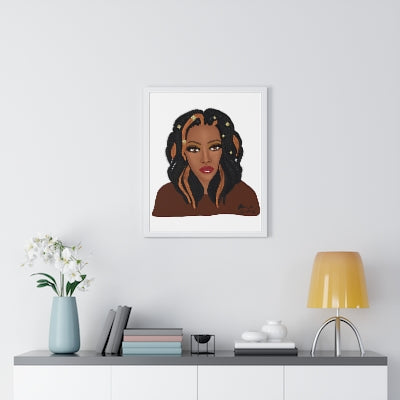 Loc'd Queen White  Framed  Poster- Wall Art