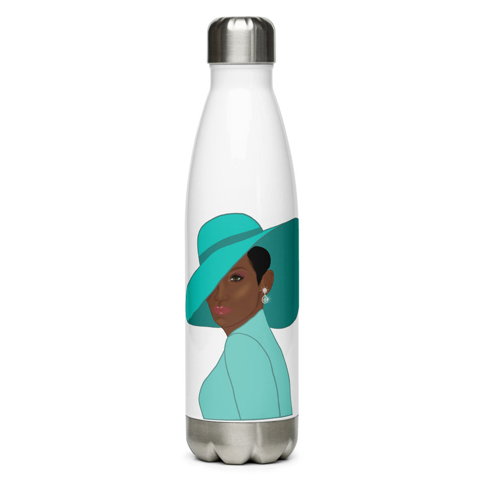 Woman In Aqua Hat Stainless Steel Water Bottle